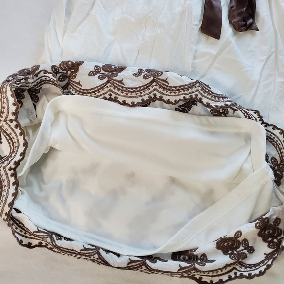 Vintage Dynamite Embroidered A-line Strapless Smocked Scallop Hem Dress White - Picture 8 of 11